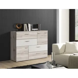 Kommode Sideboard Anrichte 125cm Wohnzimmer sandeiche weiß Modern 55035843