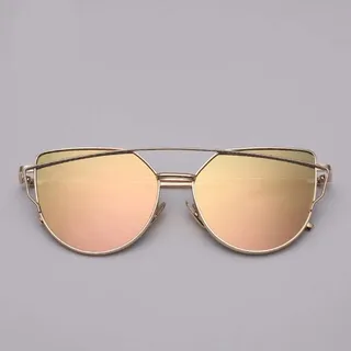 UKKD Sonnenbrille Katzenaugen-Sonnenbrille Frauen-Weinlese Metall Reflektierende Gläser Für Frauen Spiegel Retro