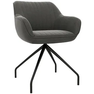 Homcom Sessel Drehbarer Loungesessel mit Armlehne, Samtoptik, Drehsessel mit Metallbeine, für Schlafzimmer, Wohnzimmer, Dunkelgrau - HOMCOM