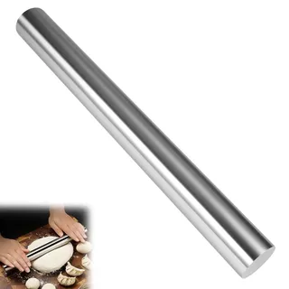 Silkmin Nudelholz Edelstahl 30cm, Antihaft Teigroller Metall | Teigrolle Glatte Oberfläche für Einfache Reinigung, Nudelholz, Küche Teigausroller für Pizza, Cookie, Gebäck Teig, Knödel