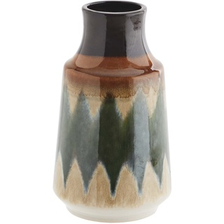 Vase Blumenvase aus Buntem Steingut grün Creme braun H 23,5 cm Scandi Boho Ethno Madam Stoltz