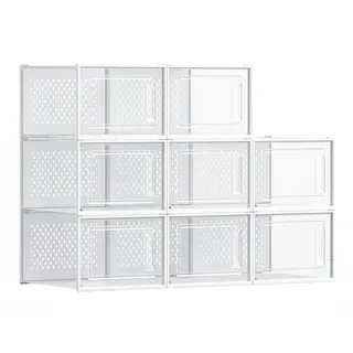 Songmics Schuhbox 8er Set 1-tlg. transparent/weiß