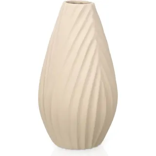 Vase aus Keramik diagonal stripe, beige