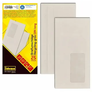 IDENA DIN lang 75 g/m2 Grau 25 St. selbstklebend mit Fenster