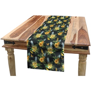 ABAKUHAUS Hawaii Tischläufer, Tropischer Blumenentwurf, Esszimmer Küche Rechteckiger Dekorativer Tischläufer, 40 x 180 cm, Mehrfarbig