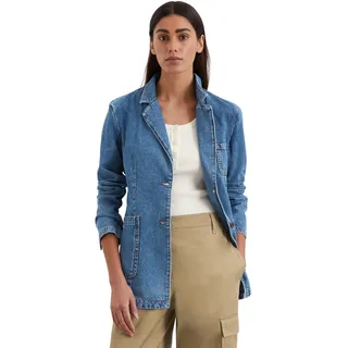 Jeansjacke MARC O'POLO "aus Lyocell-Baumwolle-Mix", Damen, Gr. 36, clean mid blau wash, Obermaterial: 76% Lyocell, 24% Baumwolle, unifarben, casual, schmal, Langarm, Jacken