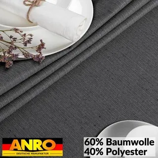 ANRO Tischdecke Mila Grau 130 x 90 cm eckig Schnittkante Baumwolle-Polyester Fleckschutz