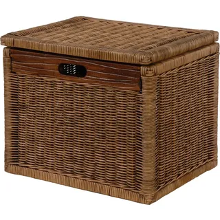 Krines Home Aufbewahrungskorb Hoher Korb mit Deckel Rattan geflochten Regalkorb Aufbewahrungsbox, Mit Inlett braun
