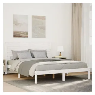 vidaXL Massivholzbett 140 x 220 cm Weiß