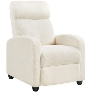 Yaheetech Ohrensessel mit Hocker Bouclé 59 x 85 x 65 cm Elfenbein