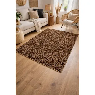 BOLTZE Designteppich Bodenteppich Leoparden Design Teppich braun schwarz 150x100 cm