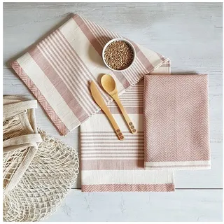 framsohn frottier Geschirrtuch Modern Living Streifen, aus 100% Baumwolle, (Set, 3-tlg), dichte Feinwebung, in Österreich hergestellt, 50x70 cm rosa