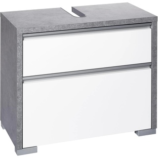 Waschbeckenunterschrank SCHILDMEYER "Bello" Schränke Gr. B/H/T: 67 cm x 57 cm x 33 cm, grau (steingrau, weiß glanz) Bad-Waschbecken-Unterschränke Schränke Breite 67 cm