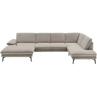 Dieter Knoll Wohnlandschaft, Hellbraun, Metall, 4-Sitzer, U-Form, 344x208 cm, Fußauswahl, Stoffauswahl, Sitzqualitäten, seitenverkehrt erhältlich, Hocker Rücken echt, individuell planbar, Wohnzimmer, Sofas & Couches, Wohnlandschaften, Wohnlandschaften in U-Form
