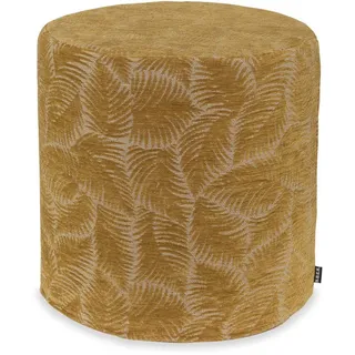 H.O.C.K. Sitzhocker H.O.C.K. Nelly Hocker rund Pouf ø45x45cm Blätter col. 5 gelb, Hocker, Barhocker & Sitzhocker, Schminktischhocker, Wohnzimmer Hocker gelb 45 cm x 45 cm x 45 cm