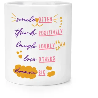 Smile Oft Denken Positively Laugh Loudly Makeup Pinsel Bleistift Topf
