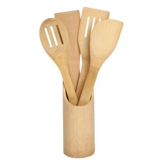 Böttcher-AG Küchenhelferset Bambus, 29,5cm, braun, mit Halter, 5-teilig
