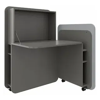 fm FLATup  Sekretär basalt/ hellblau rechteckig, schwarz 107,0 x 41,5 - 91,0 cm