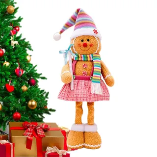 Lebkuchendekoration, Lebkuchenhaus-Dekoration, Bezaubernde, waschbare Figur mit einziehbaren Beinen für Fenster, abgestufte Tabletts, Küche, Hof, Klassenzimmer, Tisch, Büro, Zuhause