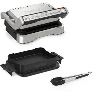 Tefal OptiGrill 4in1 Kontaktgrill mit Backschale, Aufklappbar, Tischgrill, 9 automatische Programme, Garstufenanzeige, spülmaschinengeeignete Teile, Elektrogrill, Backofen, GC776D10