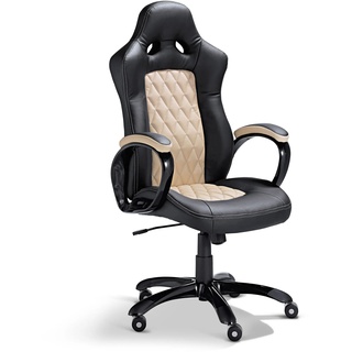 BOOOM Gamingstuhl Le Mans Lederoptik Beige Creme