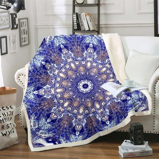 Bohemian Mandala Werfen Decke für Couch Vintage Vlies Decke, Marineblaue Persische Sherpa Decke 150x200cm Lila Decke, Hippie Abstrakte Kunst Bett Decke Exotische Stil Dekor