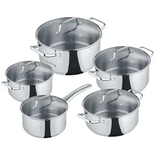 Berndes Topf-Set 5-tlg, b.urban, Edelstahl, mit Innenskalierung und Glasdeckel, Edelstahl (5-tlg)