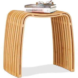 Relaxdays Sitzhocker Bambus 45 x 46 x 31 cm Beige