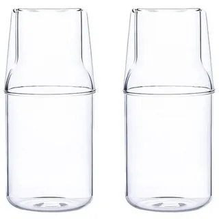 SEEZSSA Teekanne 2 Stück Nachttisch-Wasserkaraffen-Set mit Trinkbecherdeckel-Set, 0.5 l, (Set, 2-St., Kaltwasserflasche), Glas-Kaffee-Milchbecher für Schlafzimmer,Saft,Kaffee,Tee, Klar, 500ml weiß 0.5 l