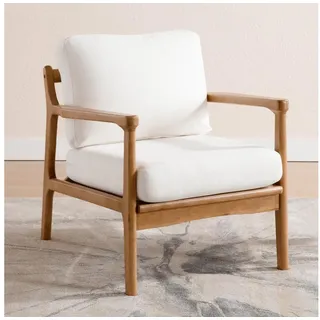 luxuskollektion Ohrensessel Leinen 0 x 0 x 0 cm Beige/Weiß mit Kissen