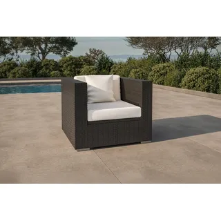 OUTFLEXX Sessel, creme/weiß, schwarz, Polyrattan, inkl. Polster und Kissen, wasserfeste Kissenbox