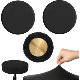 Set Mit 3 Runden, Dehnbaren, Schwarzen, Hochelastischen Und Waschbaren Barhockerbezügen, Passend Für Hocker Mit Einem Durchmesser Von 28 Bis 35 Cm, Für Zuhause, Bar, Hotel Und Büro