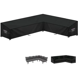 LAMUNI Lounge Abdeckung L-Form Loungemöbel Abdeckung Wasserdicht Abdeckplane Gartenmöbel L Form Palettenmöbel Schutzhülle Gartenlounge Abdeckhaube für Ecksofa Palettensofa, 280x220x90x80/60cm