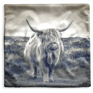 MuchoWow Dekokissen Schottischer Hochländer - Tiere - Wolken - Kuh - Natur, Kissenbezug ohne Füllung, Kissenhüllen, 60x60 cm bunt Quadratisch | 60 cm x 15 cm x 60 cm