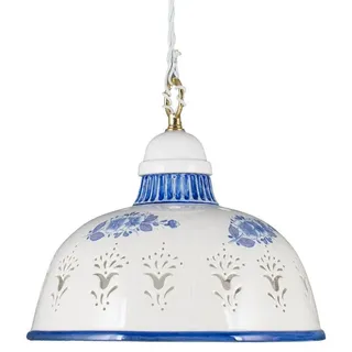 Helios Leuchten Pendelleuchte Küchenlampe Keramik, Keramiklampe, Deckenlampe, Hängelampe, für Küche Esstisch Landhaus, handgefertigt handbemalt blau