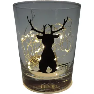 Deko Teelicht Glas Windlicht print "Rentier" schwarz Handmade Dekoration