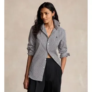 Polo Ralph Lauren für Damen. 211891379002 Slim Fit Hemd mit Streifen schwarz, weiß (50), Lässig, Baumwolle, Langarm