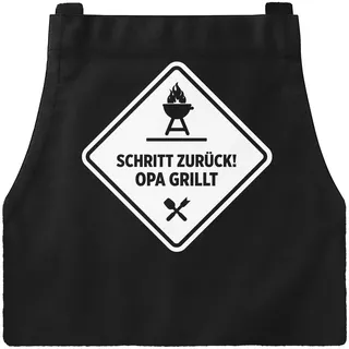 MoonWorks Grill-Schürze für Opa mit Spruch Schritt zurück - Opa grillt Schwarz unisize - Einheitsgröße