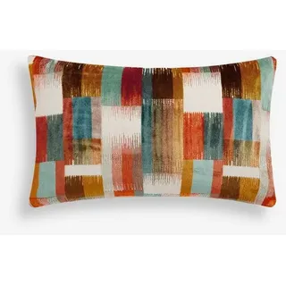 Next Dekokissen Eckiges Retro-Samtkissen mit geometrischem Muster orange