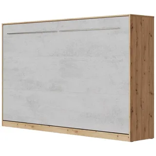 SMARTBett Schrankbett Standard 90x200 120x200 140x200 160x200 Bettschrank Wandbett Wildeiche/Beton 120 Horizontal