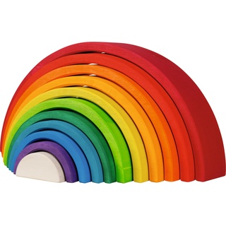 goki 58478 - Bausteine Regenbogen aus Ahornholz - goki Evolution - 11 Teile - Bunte Farben auf Wasserbasis - Montessori-Spielzeug - Made in EU