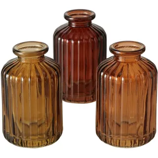 Boltze Vase Merula 3-teilig, 10 cm, Ø 6 cm, braun