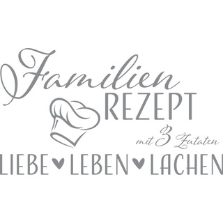 GRAZDesign Wandtattoo Wohnzimmer Familie Familienrezept mit 3 Zutaten, Lustig Sprüche Flur, Küche, Wandaufkleber selbstklebend, Wandsticker modern, 70x40cm, 074 mittelgrau