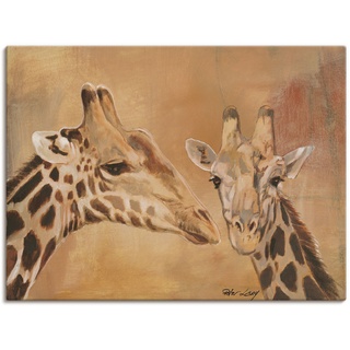 Wandbild ARTLAND "Giraffen" Bilder Gr. B/H: 120 cm x 90 cm, Leinwandbild Wildtiere, 1 St., braun Kunstdrucke