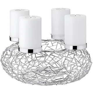 Edzard Adventskranz Milano, Edelstahl glänzend vernickelt, Durchmesser 34 cm