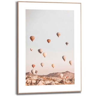 Bild REINDERS "Gerahmtes Heißluftballon Ballonfahrt - Kappadokien Freiheit" Bilder Gr. B/H: 50 cm x 70 cm, grün (khaki) Bilder