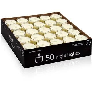 Qult Farluce Teelichter in Kunststoffhülle - Rußfrei - unbeduftet - Nightlights - Natur