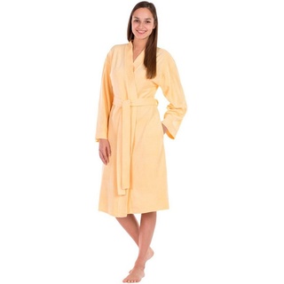framsohn frottier Damenbademantel Jersey, Kurzform, Jersey, Kimono-Kragen, Gürtel, besonders leicht, Reisebademantel gelb S