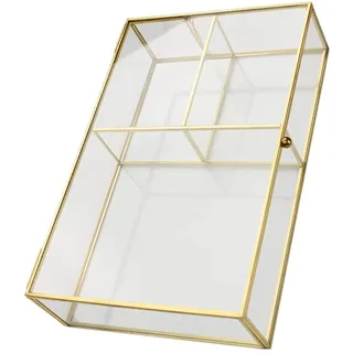 Garneck Schmuckschatulle Aus Glas Mit Goldenen Akzenten – Elegante Glasbox Für Schmuck - Ringe - Ohrringe Und Make up Organizer – Stilvolles Schmuckkästchen Von Sumtree