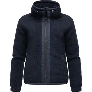 Sweatjacke RAGWEAR "Nordicka", Damen, Gr. XXL (44), blau (dunkelblau), Fleece, Obermaterial: 100% Polyester. Innenfutter: 100% Polyester, lässig geschnitten hüftlang, hoch geschlossener Ausschnitt, Ärmel ohne Ärmelschlitz normaler Saum mit Gummizug, Sweatjacken Sweatjacke, Sportliche Kapuzenjacke mit Kunstleder-Elementen